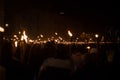 Latvian LacplÃâsa day 11.november torchlight procession. Torches lit, people go for a walk